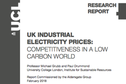 UK industrial electricity prices: competitiveness in a low carbon world